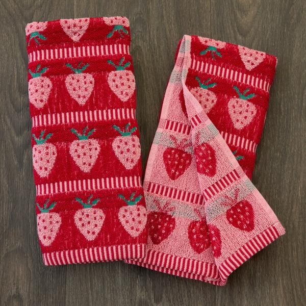 Skl Home Strawberry Jacquard 2-Piece Hand Towel Set Red/Pink