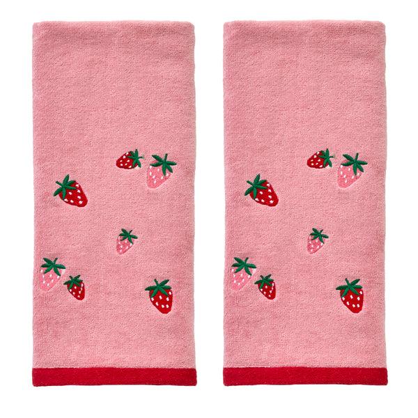skl home Strawberry Toss 2-Piece Hand Towel Set Pink