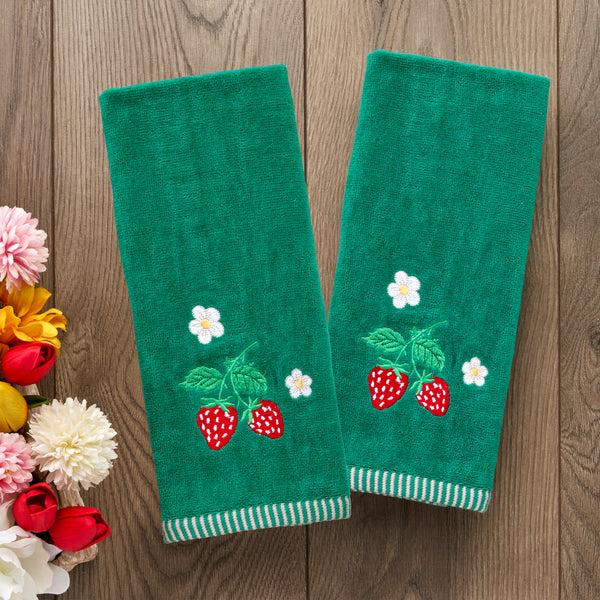 Skl Home Strawberry Vine 2-Piece Hand Towel Set Green