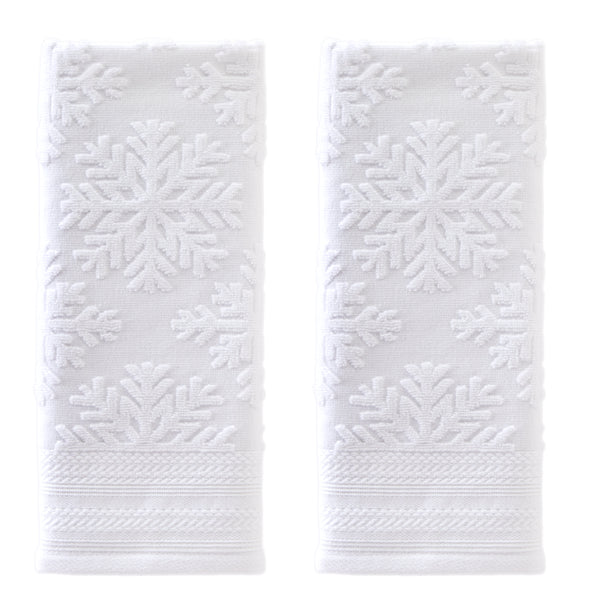 skl home Subtle Snowflakes 2-Piece Hand Towel Set White