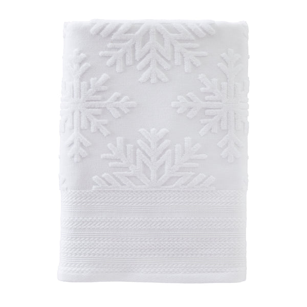skl home Subtle Snowflakes Jacquard Bath Towel White