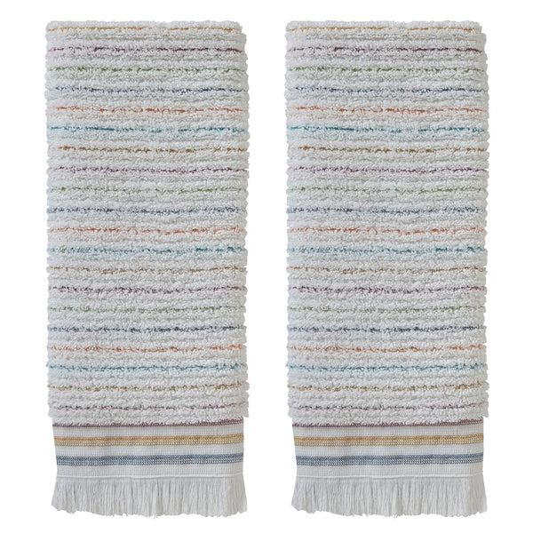 skl home Subtle Stripe 2-Piece Turkish Cotton Hand Towel Set White Multi