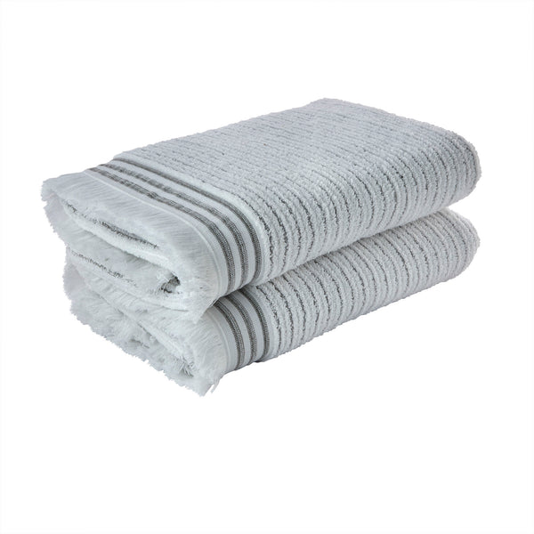 Skl Home Subtle Stripe Turkish Cotton Bath Towel White/Gray