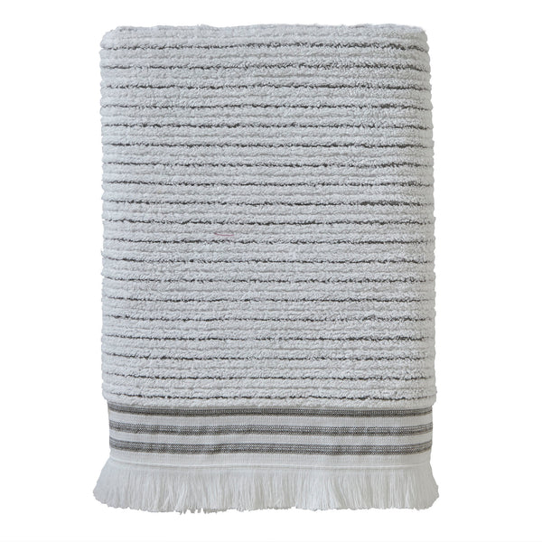 skl home Subtle Stripe Turkish Cotton Bath Towel White/Gray