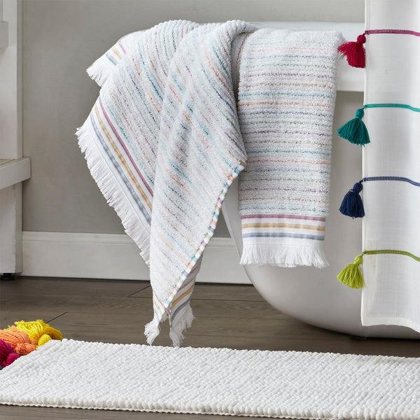 Skl Home Subtle Stripe Turkish Cotton Bath Towel White Multi
