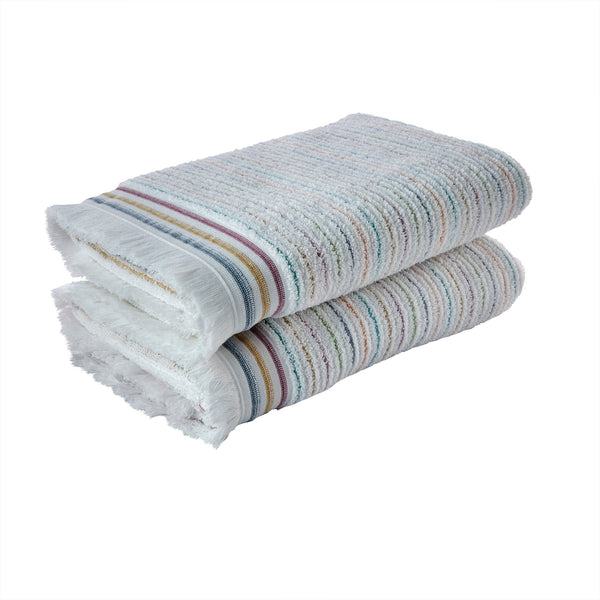 Skl Home Subtle Stripe Turkish Cotton Bath Towel White Multi