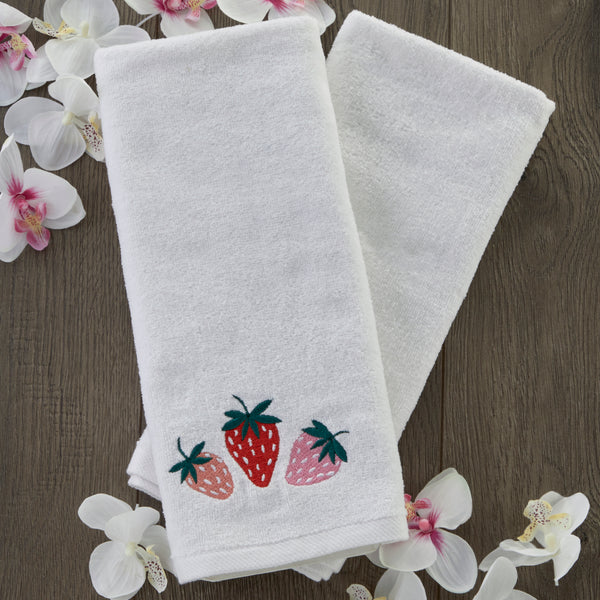 Skl Home Summer Strawberries 2-Piece Hand Towel Set White