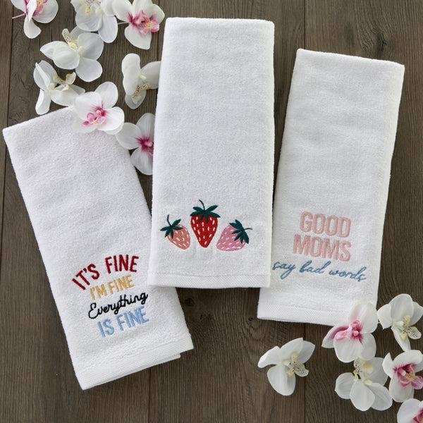 Skl Home Summer Strawberries 2-Piece Hand Towel Set White