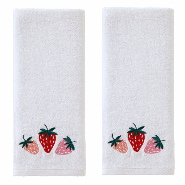 skl home Summer Strawberries 2-Piece Hand Towel Set White