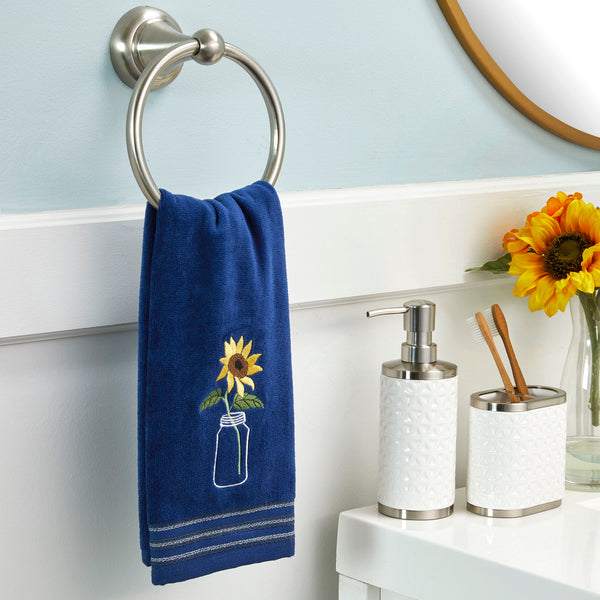 Skl Home Sunflower In Jar 2-Piece Hand Towel Set Blue