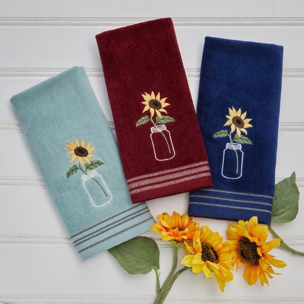 Skl Home Sunflower In Jar 2-Piece Hand Towel Set Blue