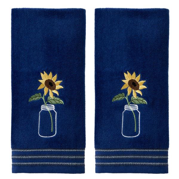 skl home Sunflower In Jar 2-Piece Hand Towel Set Blue