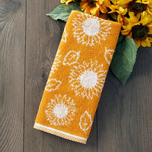 Skl Home Sunflower Jacquard 2-Piece Hand Towel Set Yellow