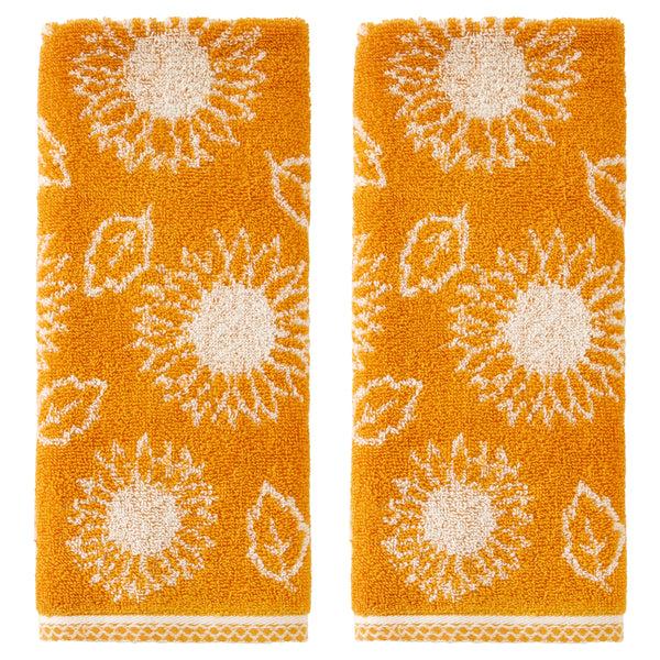skl home Sunflower Jacquard 2-Piece Hand Towel Set Yellow