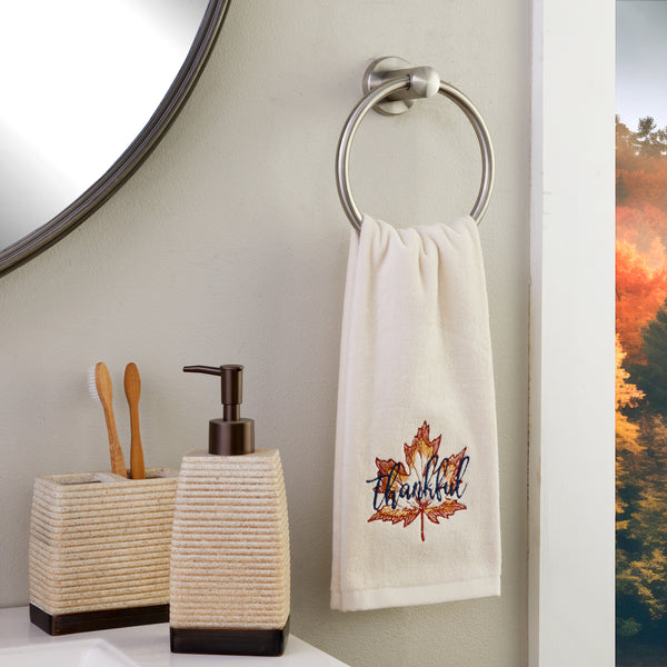 Skl Home Thankful Leaf 2-Piece Hand Towel Set Natural