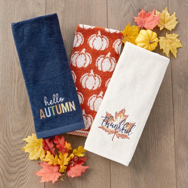 Skl Home Thankful Leaf 2-Piece Hand Towel Set Natural