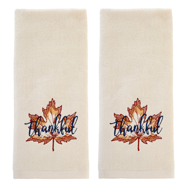 skl home Thankful Leaf 2-Piece Hand Towel Set Natural