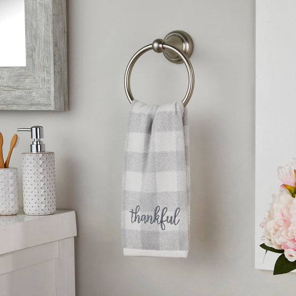 Skl Home Thankful Plaid 2-Piece Hand Towel Set Gray