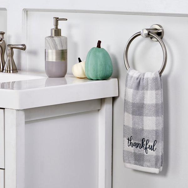 Skl Home Thankful Plaid 2-Piece Hand Towel Set Gray
