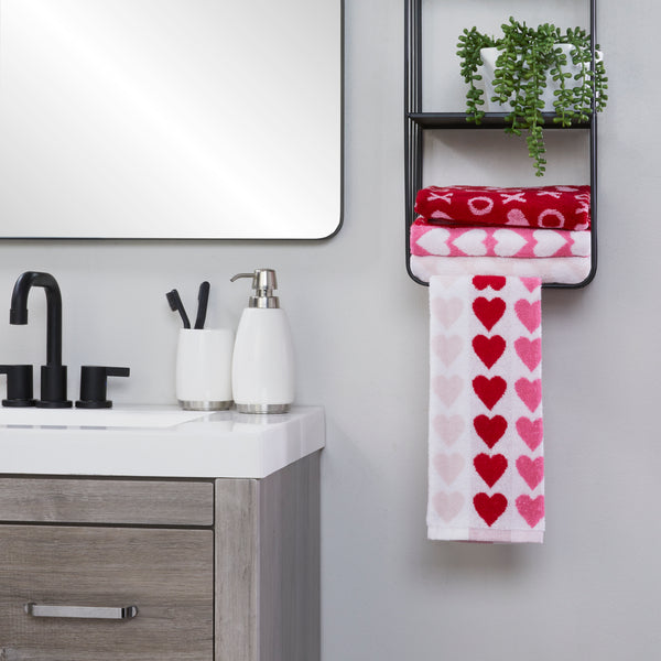 Skl Home Tonal Hearts Jacquard 2-Piece Hand Towel Set Multi