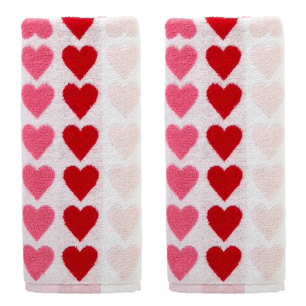 skl home Tonal Hearts Jacquard 2-Piece Hand Towel Set Multi