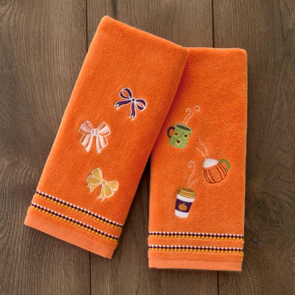 Skl Home Tossed Autumn Bows 2-Piece Hand Towel Set Orange