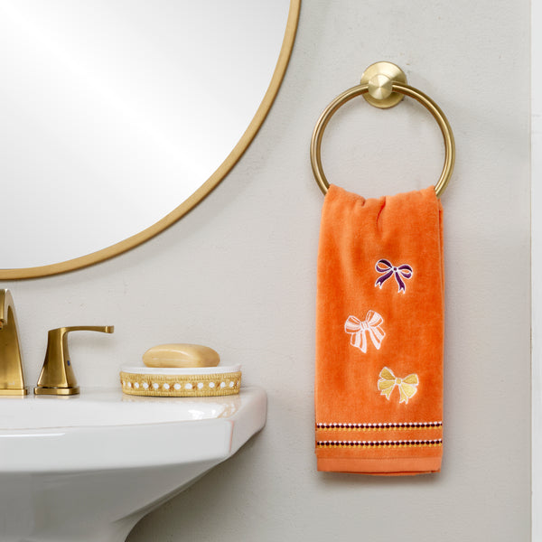 Skl Home Tossed Autumn Bows 2-Piece Hand Towel Set Orange