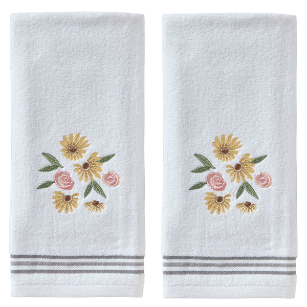 skl home Tossed Flowers 2-Piece Hand Towel Set White