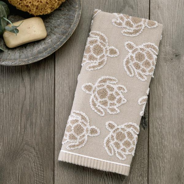 Skl Home Turtle Sculpted Jacquard 2-Piece Hand Towel Set Taupe