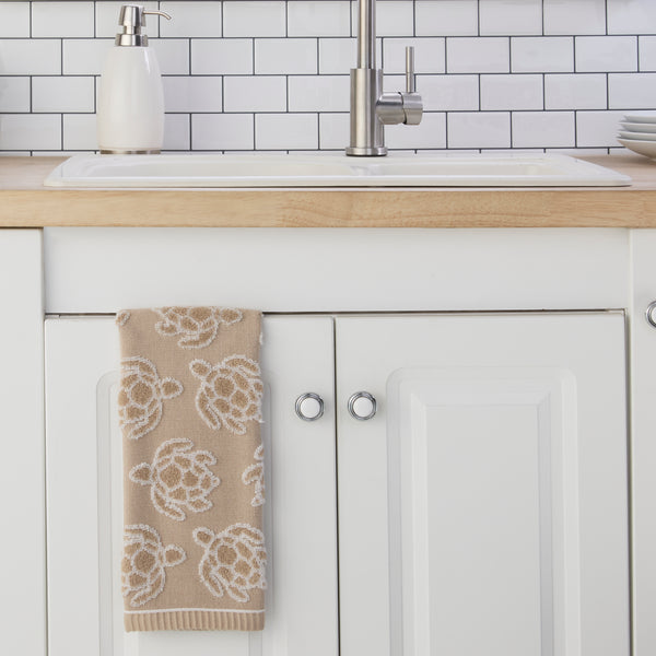 Skl Home Turtle Sculpted Jacquard 2-Piece Hand Towel Set Taupe