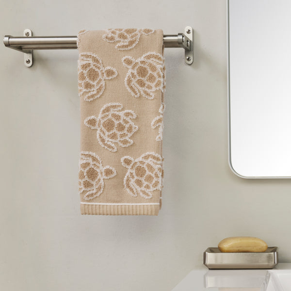 Skl Home Turtle Sculpted Jacquard 2-Piece Hand Towel Set Taupe