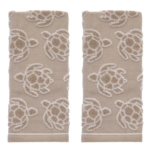 skl home Turtle Sculpted Jacquard 2-Piece Hand Towel Set Taupe