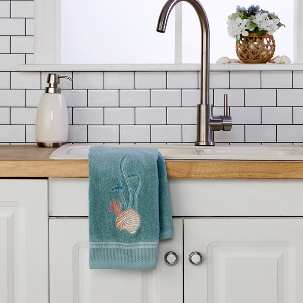Skl Home Underwater Embellished 2-Piece Hand Towel Set Blue
