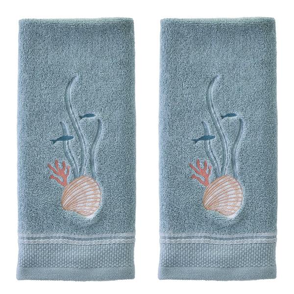skl home Underwater Embellished 2-Piece Hand Towel Set Blue