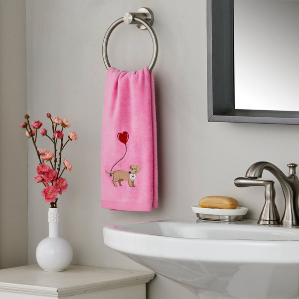 Skl Home Valentine Dachshund 2-Piece Hand Towel Set Pink