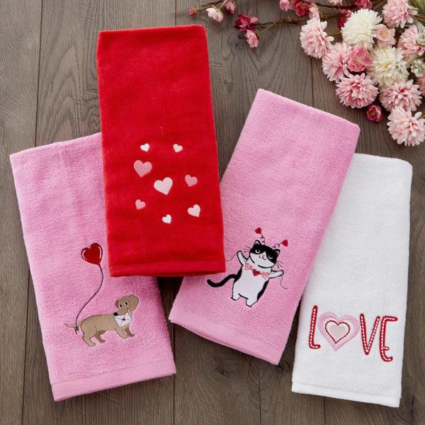 Skl Home Valentine Dachshund 2-Piece Hand Towel Set Pink