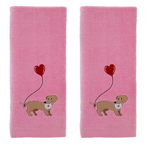 skl home Valentine Dachshund 2-Piece Hand Towel Set Pink