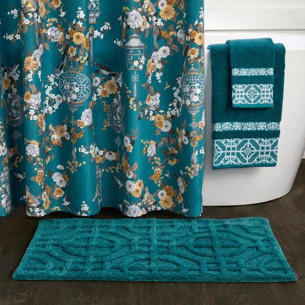 Skl Home Vern Yip By SKL Home Floral Lanterns Fabric Shower Curtain Teal