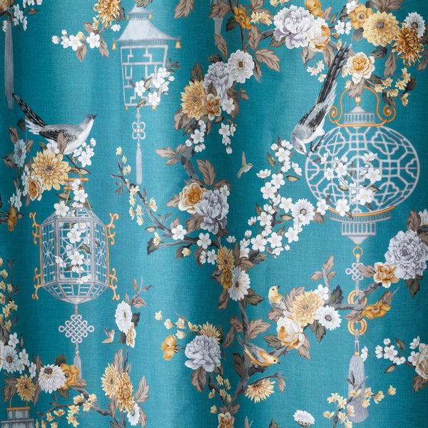 Skl Home Vern Yip By SKL Home Floral Lanterns Fabric Shower Curtain Teal