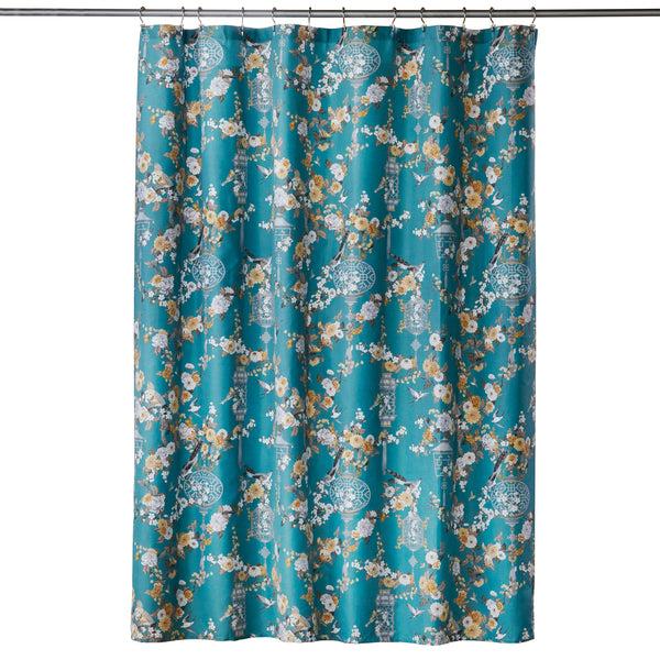 skl home Vern Yip by SKL Home Floral Lanterns Fabric Shower Curtain Teal