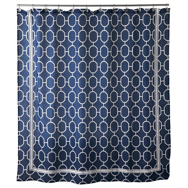 skl home Vern Yip by SKL Home Lithgow Fabric Shower Curtain Navy