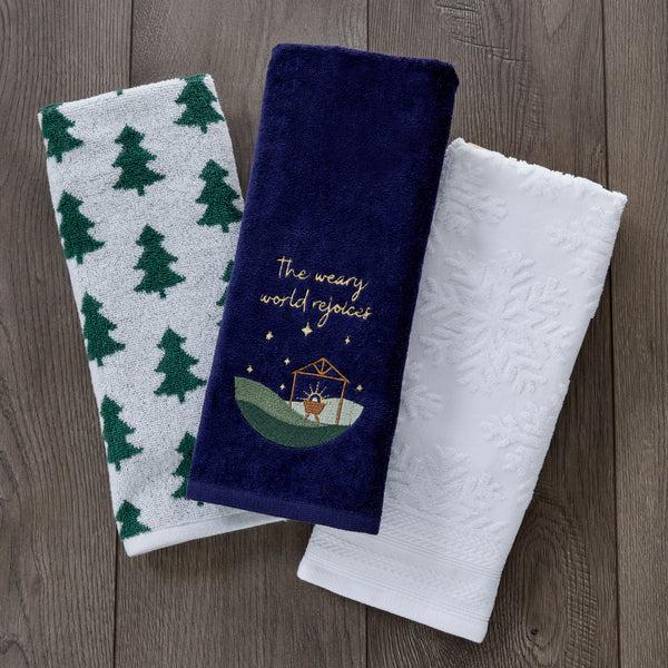 Skl Home Weary World Rejoices 2-Piece Hand Towel Set Navy