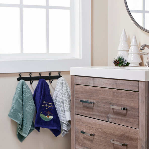 Skl Home Weary World Rejoices 2-Piece Hand Towel Set Navy