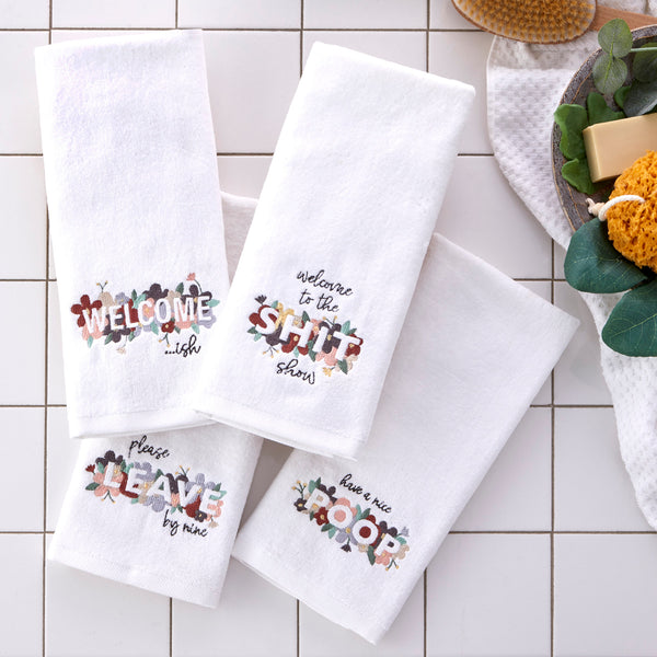 Skl Home Welcome To The Show 2-Piece Hand Towel Set White