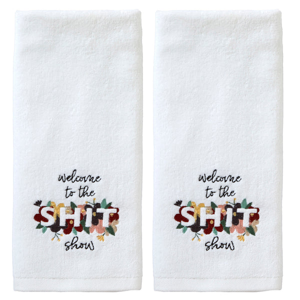 skl home Welcome To The Show 2-Piece Hand Towel Set White