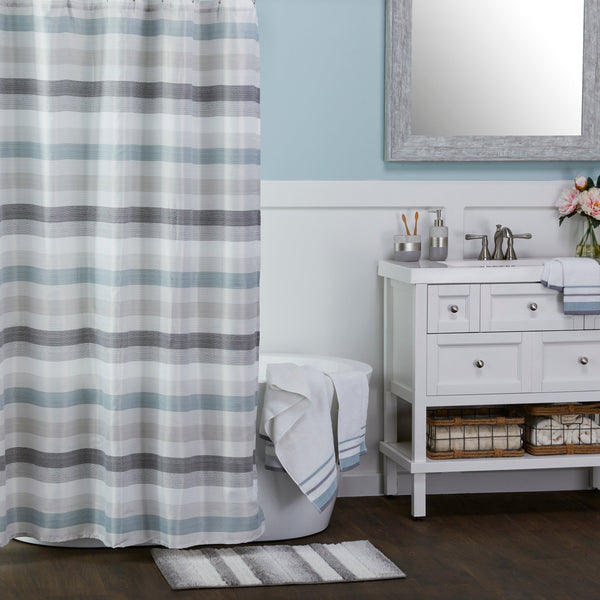 skl home Westwick Stripe Fabric Shower Curtain Gray/Multi