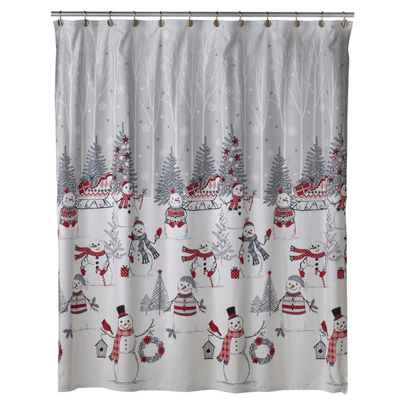 Skl Home Whistler Snowman Fabric Shower Curtain Gray