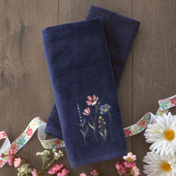 Skl Home Wildflower Field 2-Piece Hand Towel Set Navy