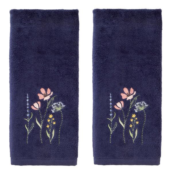 skl home Wildflower Field 2-Piece Hand Towel Set Navy