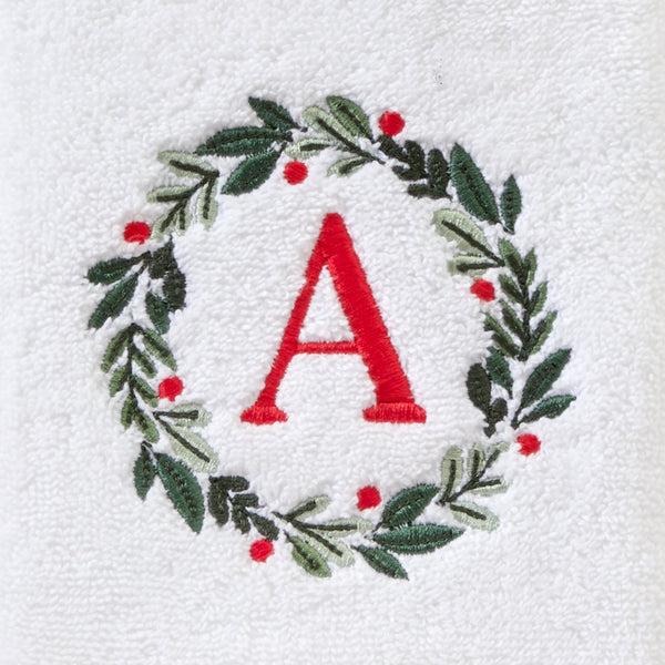 Skl Home Wreath Monogram “A” 2-Piece Hand Towel Set White